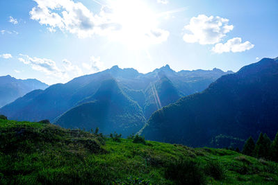 Shafts of sunlight creating a mystical mood over the lavizzara valley, switzerland