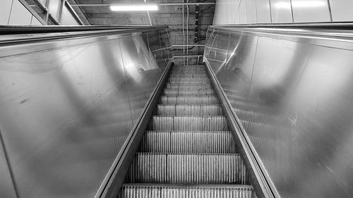 High angle view of escalator