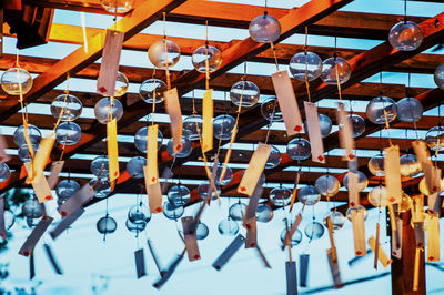 Full frame shot of clothes hanging on wood