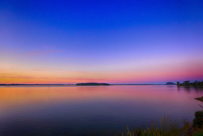 Scenic view of calm sea at sunset