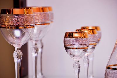 Close-up of wine glass on table