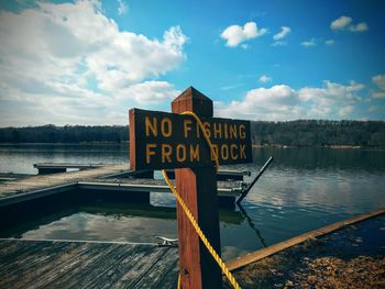 Information sign in water