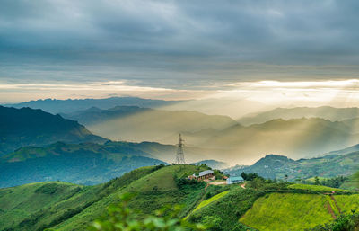 Scenic view of landscape against sky during sunset