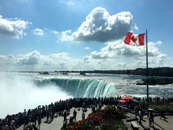 Canadian flag at niagara falls