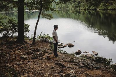 Man standing in a lake