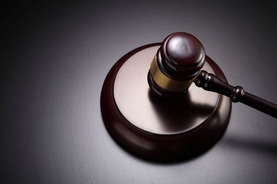 High angle view of illuminated lamp on table