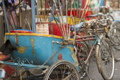 Pedicabs on footpath