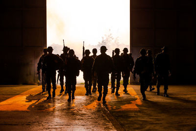 Silhouette of military soldiers