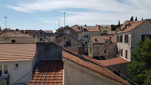 High angle view of townscape against sky