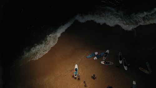 High angle view of people on beach