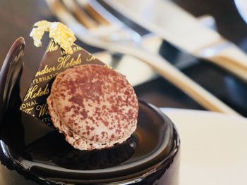 Close-up of dessert on table