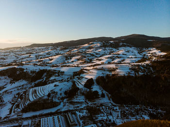 Landscape of a mountain with forest under snow