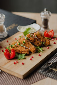 Close-up of food on table