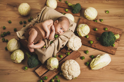 High angle view of food on table