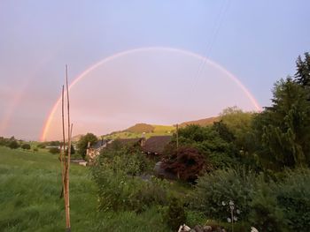 Scenic view of rainbow against sky