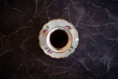 High angle view of coffee cup