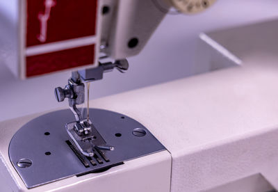 Close-up of sewing machine