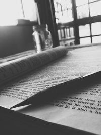 Close-up of open book on table