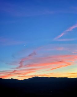 Scenic view of silhouette mountains against sky at sunset