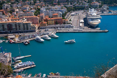 High angle view of harbor