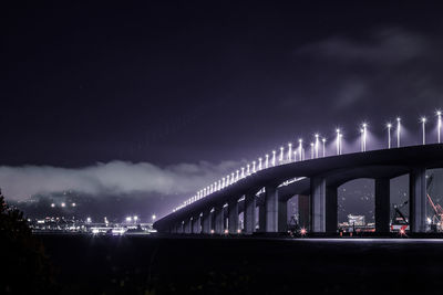 Low angle view of bridge against cloudy sky