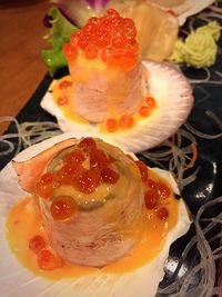 Close-up of strawberry served in plate