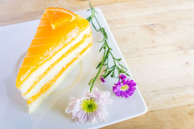 Close-up of dessert on table