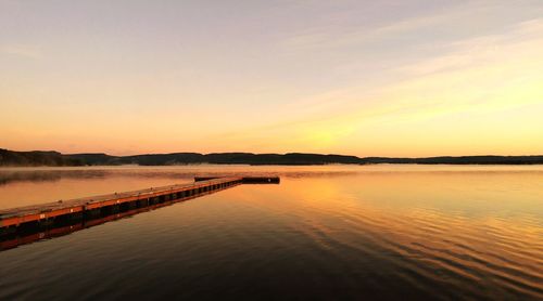 Scenic view of river against sky during sunset
