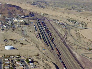 High angle view of road in city