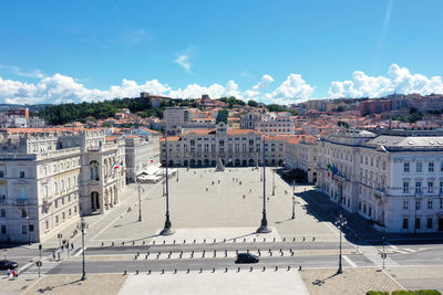 High angle view of buildings in city