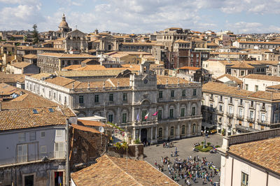 High angle view of the center of catania with università square