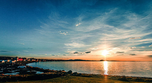 Scenic view of sea against sky at sunset