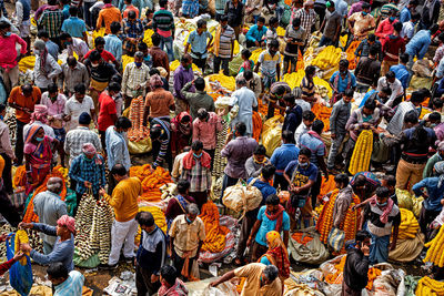 High angle view of crowd