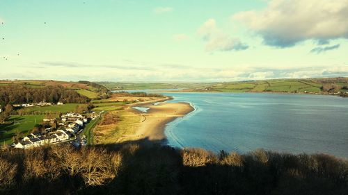 Scenic view of sea against cloudy sky