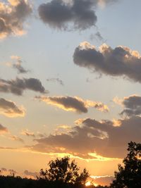 Low angle view of silhouette trees against sky during sunset