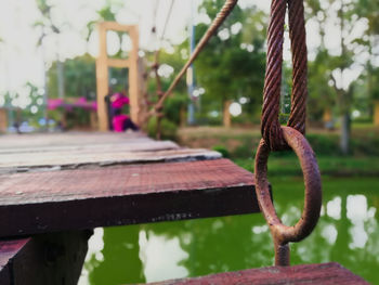 Close-up of rope in park