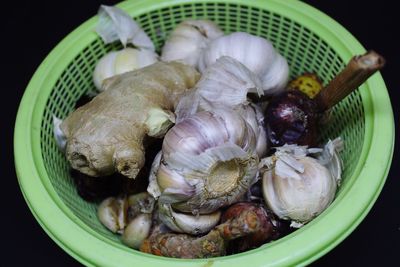 High angle view of fish in container