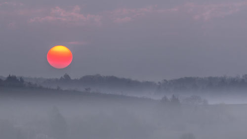 Scenic view of landscape against sky during sunset