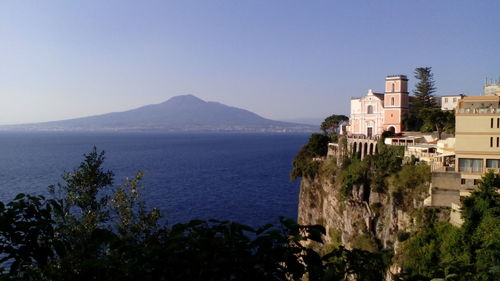 Scenic view of sea against blue sky