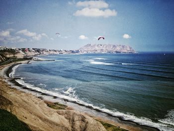 Scenic view of beach against sky