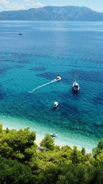 High angle view of ship in sea