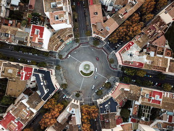 High angle view of street amidst buildings in city