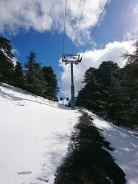 Ski lift over snow covered landscape