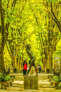 People walking on footpath in park