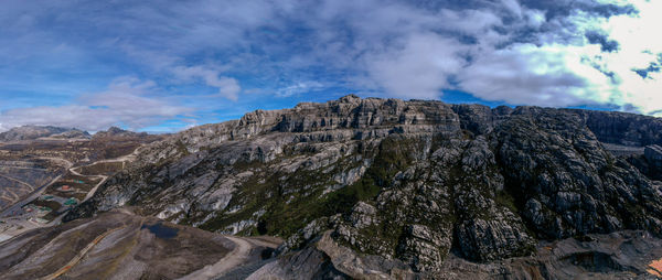 Panoramic view of rocky mountains against sky