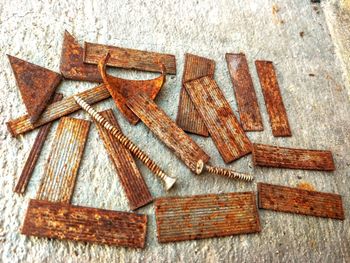 High angle view of cookies