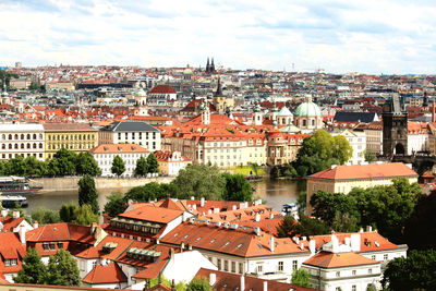 High angle view of townscape against sky