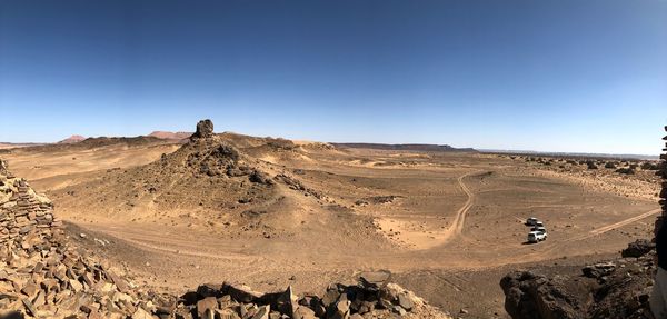 Scenic view of desert against clear sky