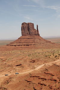 Rock formations in desert against sky