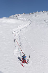 View of person skiing in snow